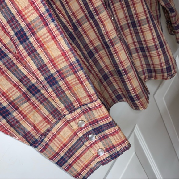 Vintage Montgomery Ward Plaid Lightweight Longsleeve Snap Up Shirt sz L - Picture 2 of 9